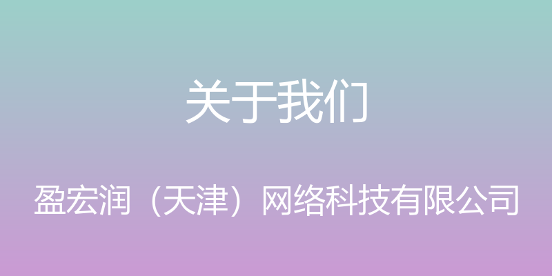 关于我们 - 盈宏润（天津）网络科技有限公司