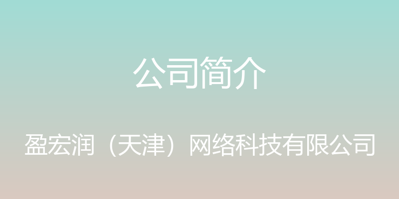 公司简介 - 盈宏润（天津）网络科技有限公司