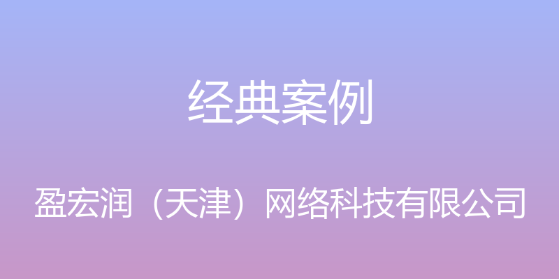 经典案例 - 盈宏润（天津）网络科技有限公司