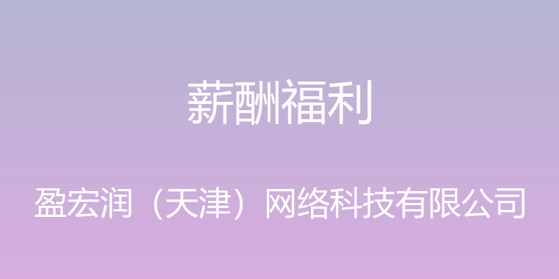 薪酬福利 - 盈宏润（天津）网络科技有限公司