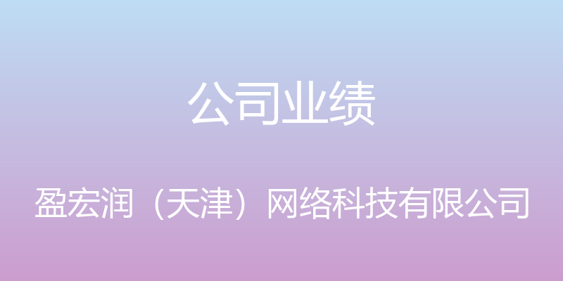 公司业绩 - 盈宏润（天津）网络科技有限公司